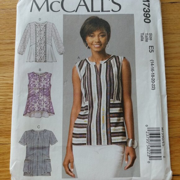 Plus Size 14-22 Pullover Tops Sewing Pattern Semi-Fitted UNCUT McCall's 7390 - Picture 9 of 9